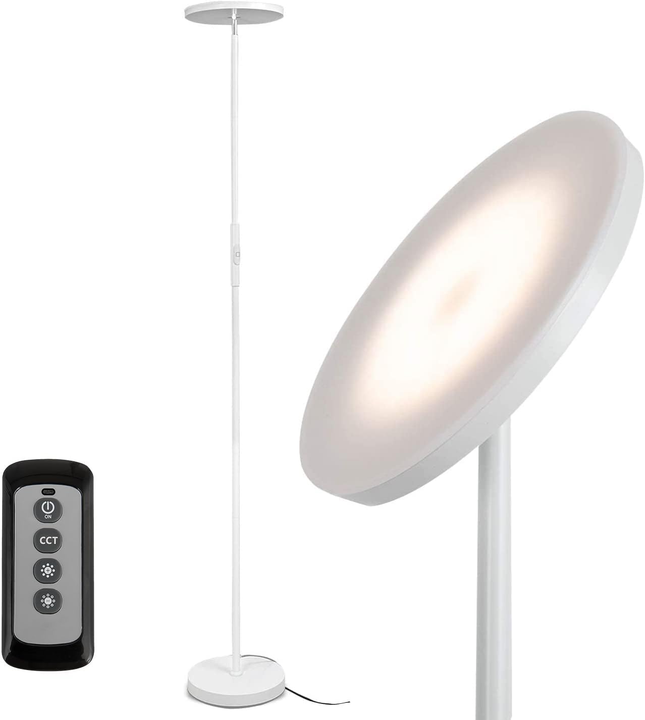 Floor Lamp,30W/2400Lm Sky LED Modern Torchiere 3 Color Temperatures Super Bright-Tall Standing Pole Light with Remote & Touch Control for Living Room,Bed Room,Office (Black)