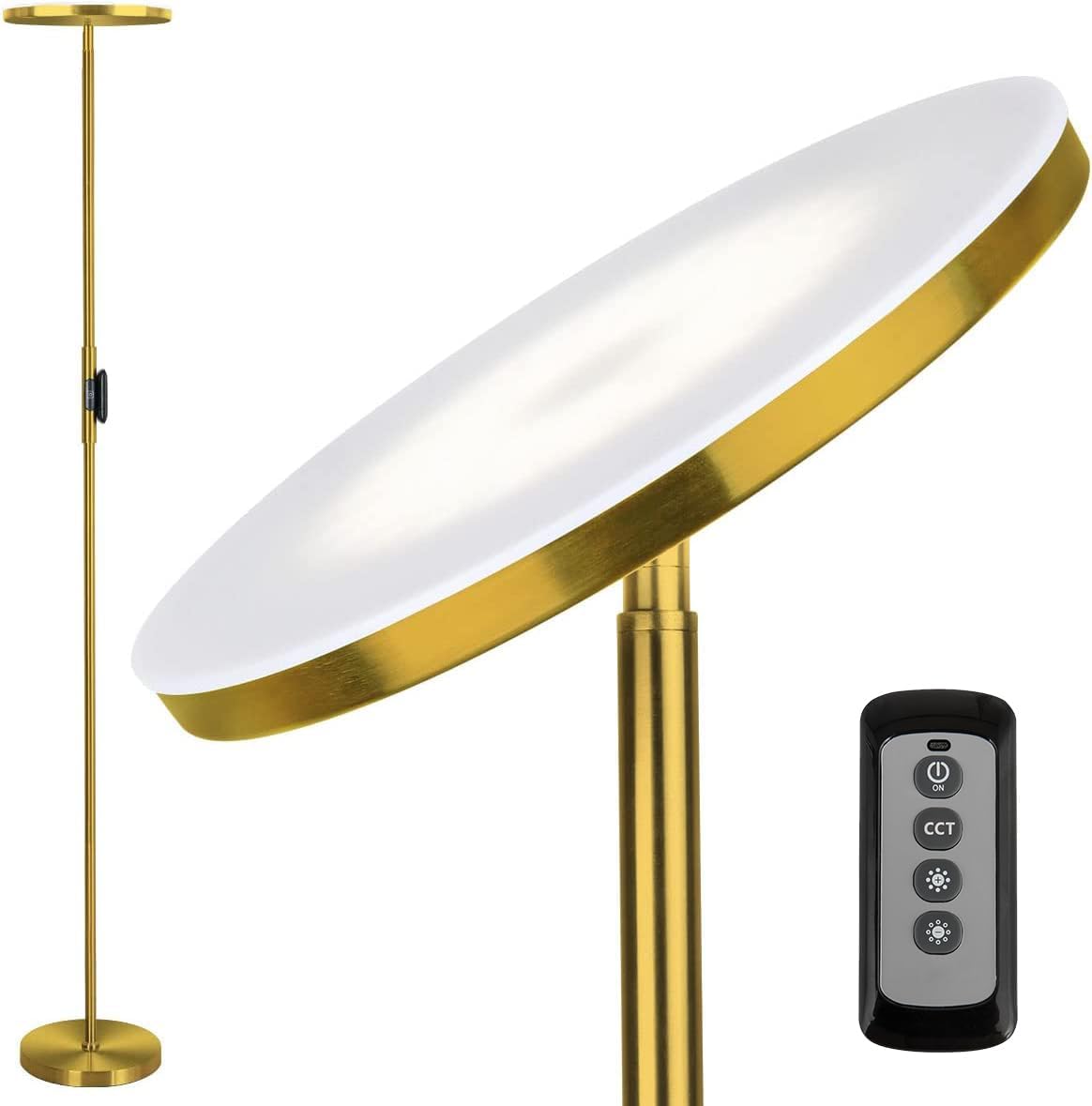 Floor Lamp,30W/2400Lm Sky LED Modern Torchiere 3 Color Temperatures Super Bright-Tall Standing Pole Light with Remote & Touch Control for Living Room,Bed Room,Office (Black)