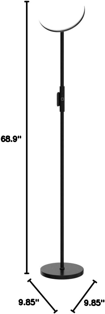 Floor Lamp,30W/2400Lm Sky LED Modern Torchiere 3 Color Temperatures Super Bright-Tall Standing Pole Light with Remote & Touch Control for Living Room,Bed Room,Office (Black)