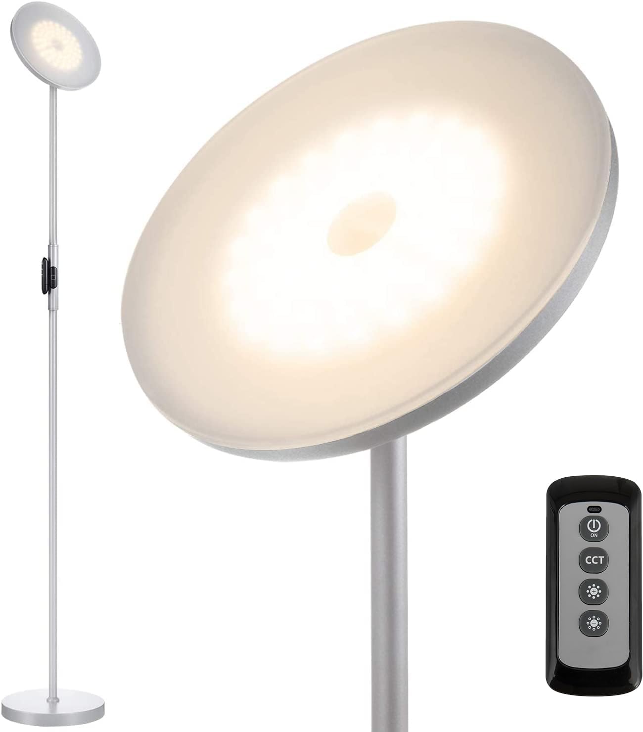 Floor Lamp,30W/2400Lm Sky LED Modern Torchiere 3 Color Temperatures Super Bright-Tall Standing Pole Light with Remote & Touch Control for Living Room,Bed Room,Office (Black)