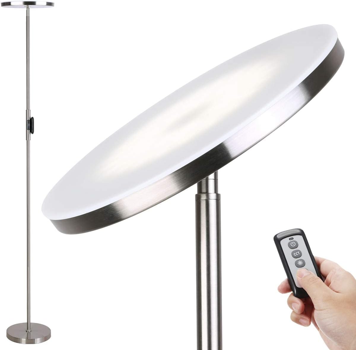 Floor Lamp,30W/2400Lm Sky LED Modern Torchiere 3 Color Temperatures Super Bright-Tall Standing Pole Light with Remote & Touch Control for Living Room,Bed Room,Office (Black)
