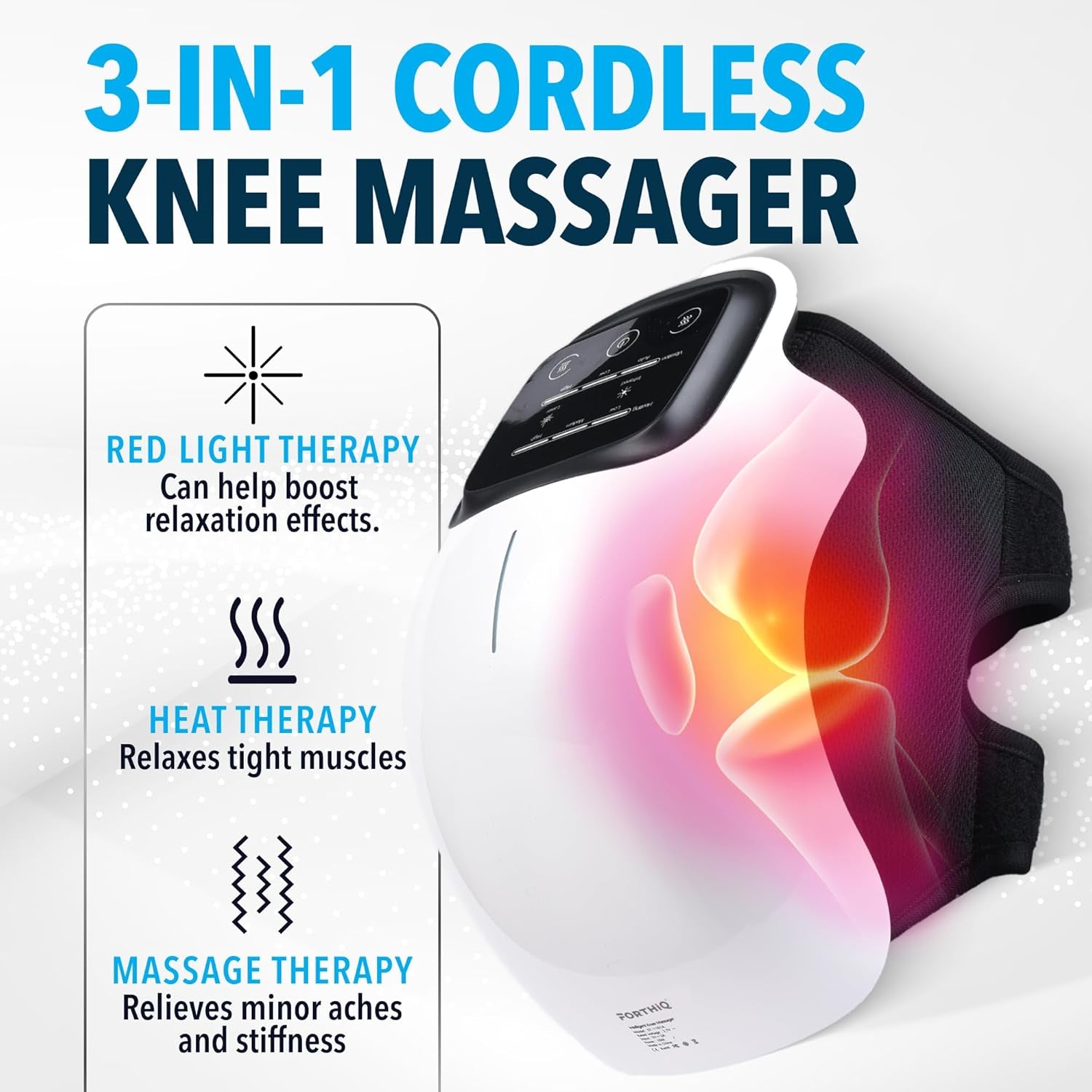 Knee Massager Smart with Heat, Red Light and Massage Therapy, 3-In-1 Cordless, 2024 Updated Edition, Gifts for Grandma & Grandpa