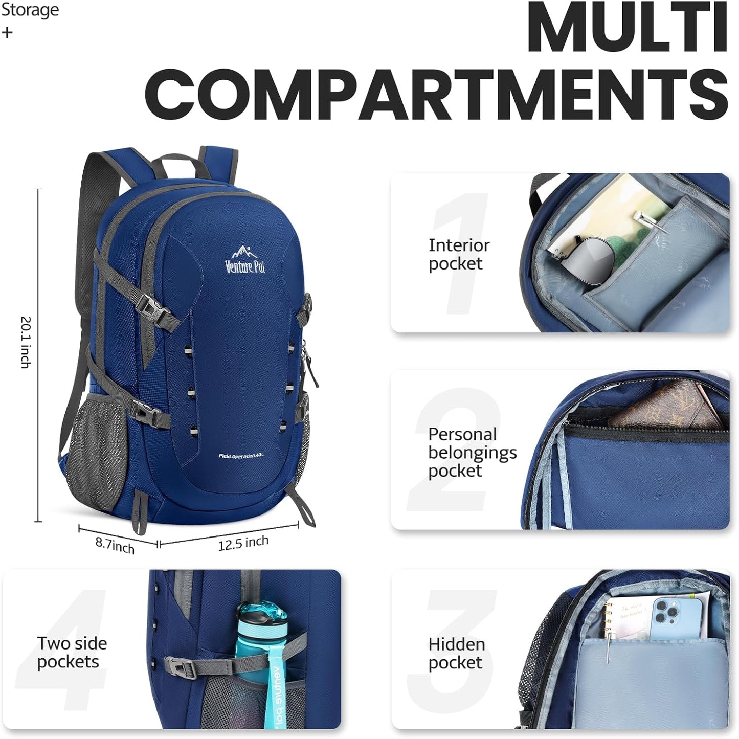 40L Lightweight Packable Travel Hiking Backpack Daypack