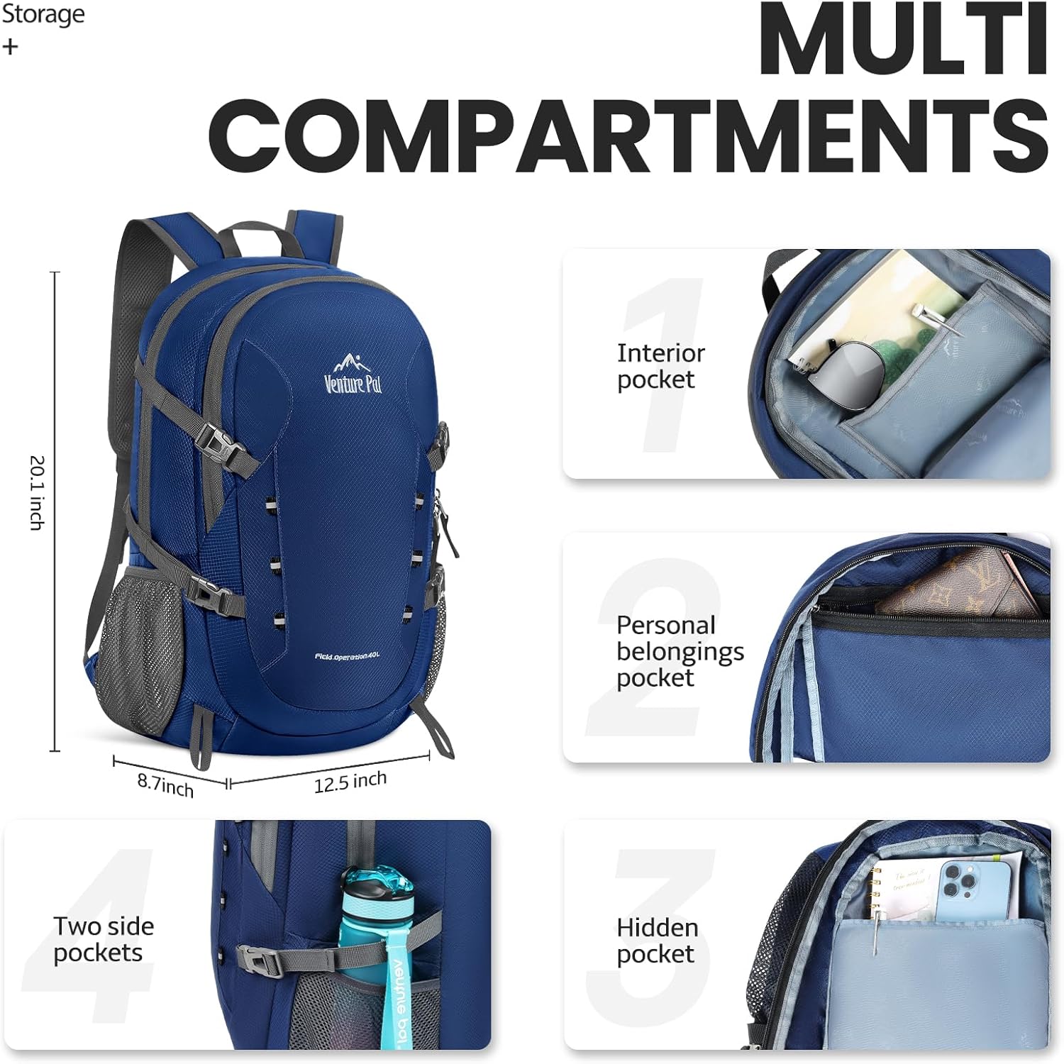 40L Lightweight Packable Travel Hiking Backpack Daypack