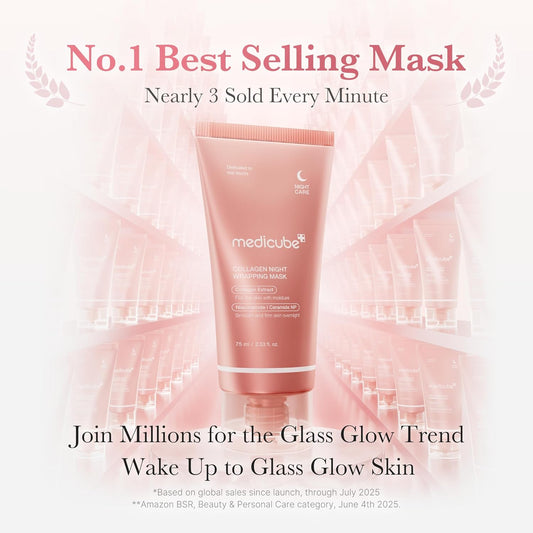 Collagen Overnight Wrapping Peel off Facial Mask Pack - Elasticity & Hydration Care, Reduces Sagging & Dullness - Hydrolyzed Collagen for Glowing Skin - Korean Skin Care, 2.53 Fl.Oz