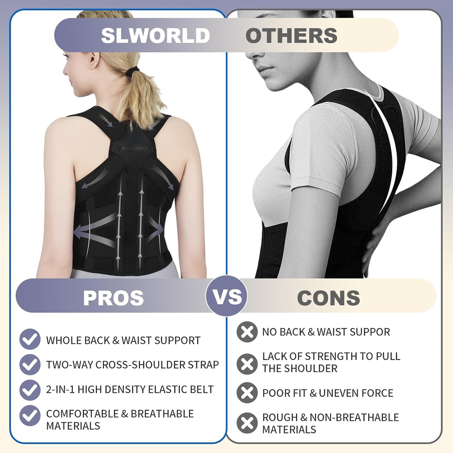 Posture Corrector for Women and Men Upgraded Back Brace, Adjustable Back Support for Upper and Lower Back Pain Relief, Shoulder Straightener for Hunchback, Scoliosis, Lumbar, Spine (Black, Large)