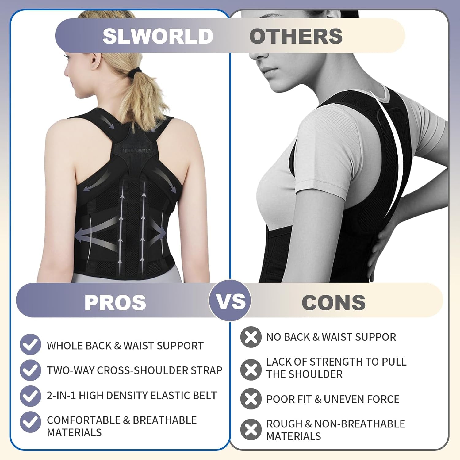 Posture Corrector for Women and Men Upgraded Back Brace, Adjustable Back Support for Upper and Lower Back Pain Relief, Shoulder Straightener for Hunchback, Scoliosis, Lumbar, Spine (Black, Large)
