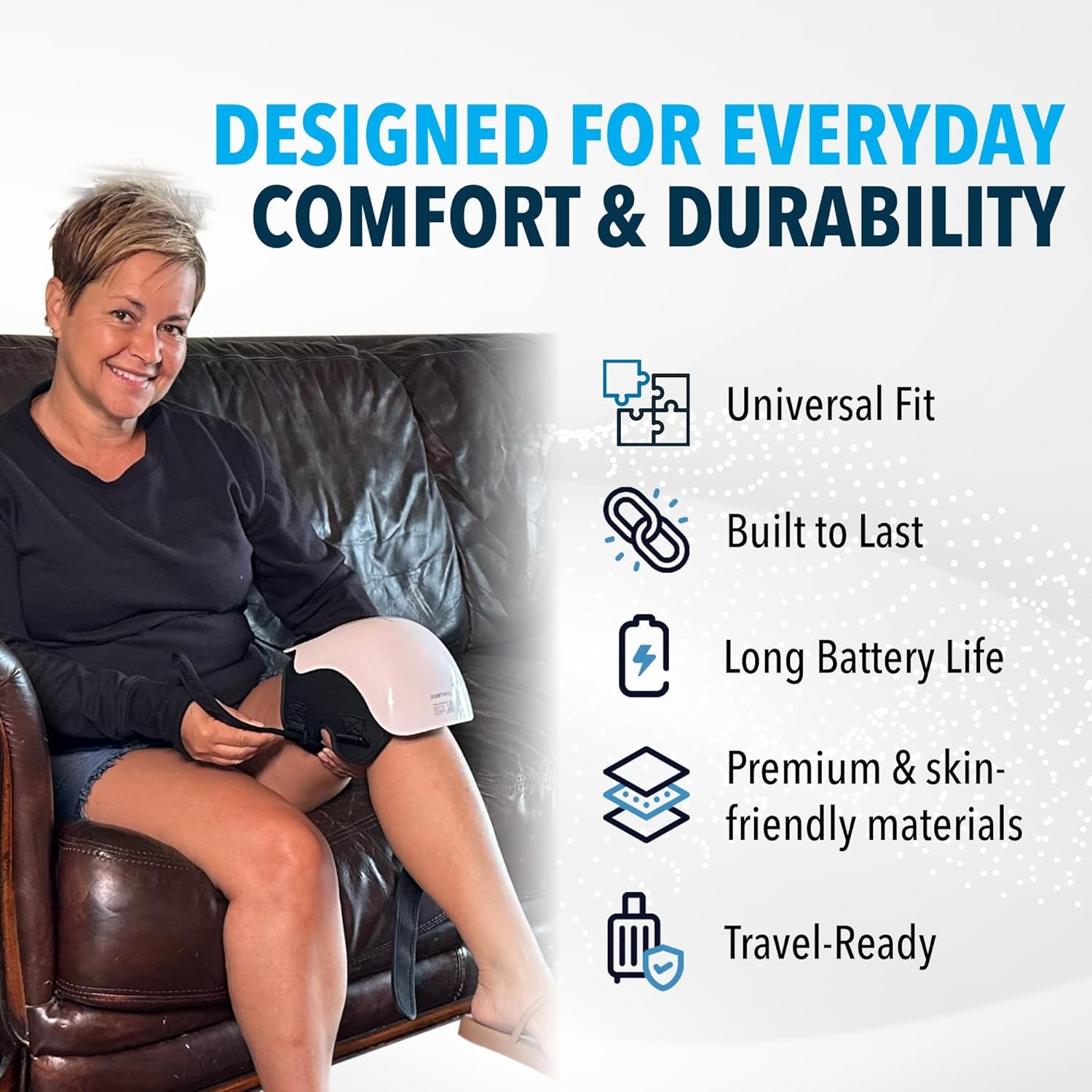 Knee Massager Smart with Heat, Red Light and Massage Therapy, 3-In-1 Cordless, 2024 Updated Edition, Gifts for Grandma & Grandpa
