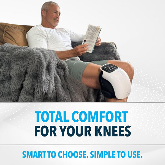 Knee Massager Smart with Heat, Red Light and Massage Therapy, 3-In-1 Cordless, 2024 Updated Edition, Gifts for Grandma & Grandpa